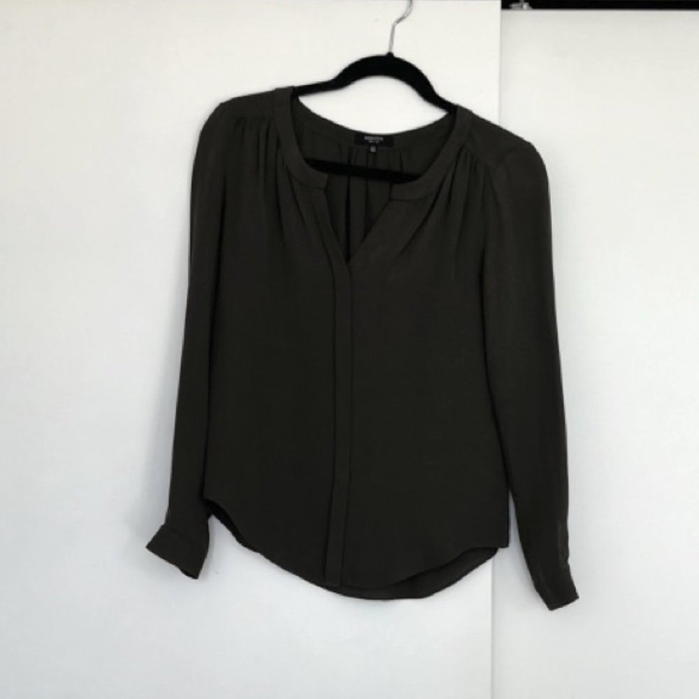 Aritzia Babaton Silk Blouse, army green, size XXS